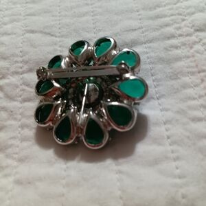 Elegant Silver and Green Brooch